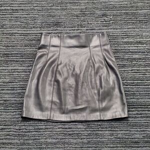 Zara Size S Black Vegan Leather High Waist Back Zip Mini Skirt